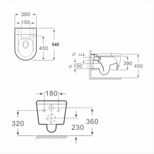 Стенна тоалетна чиния ICC 3755 SLIM SEAT